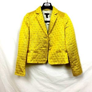 Lemon Yellow Silk Jacquard J. Crew jacket NWT